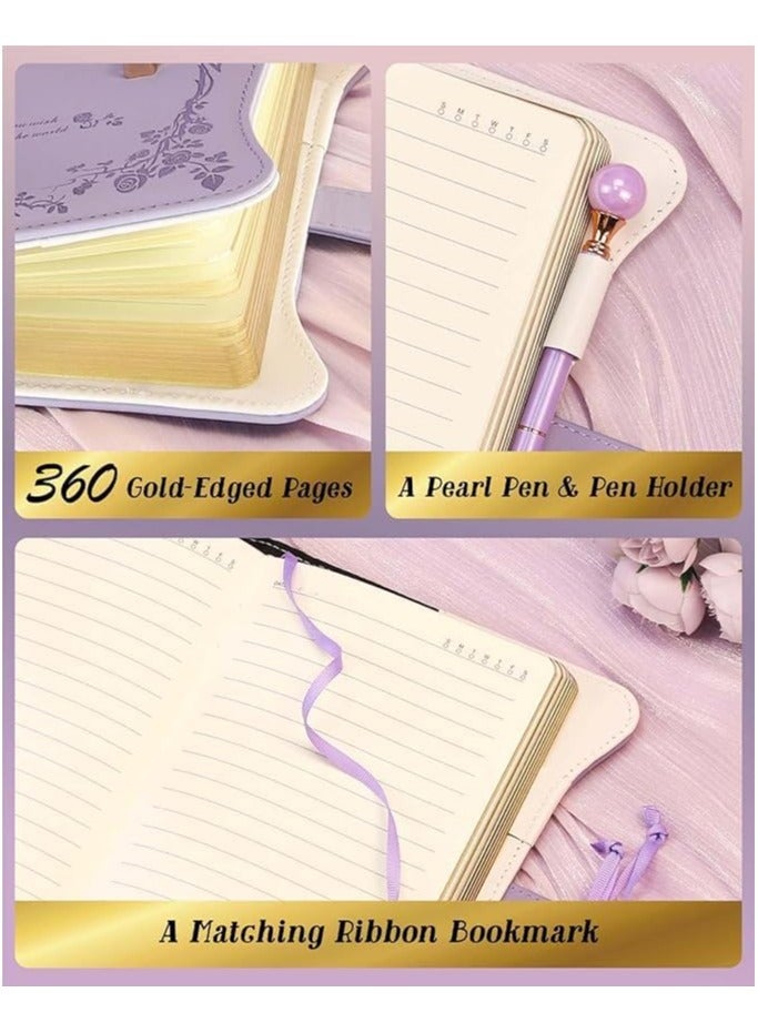 CMGTYYD. مذكرات مع قفل ومفاتيح للفتيات والنساء، 360 صفحة دفتر يوميات مع قفل للفتيات أفكار هدايا للفتيات، مذكرات للفتيات بقفل مع قلم، مجموعة مذكرات لطيفة للفتيات المراهقات من سن 8-12 سنة (أرجواني خزامي) - Image 4