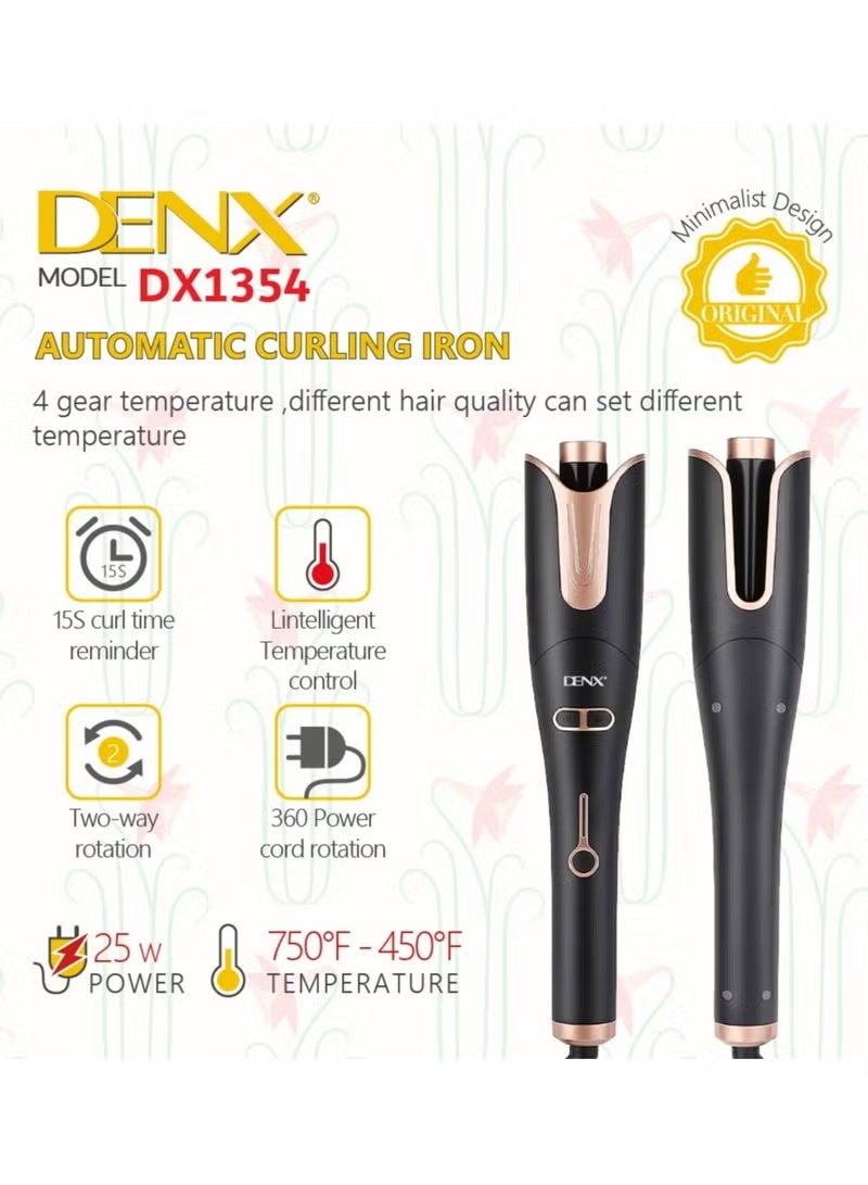 Denx Automatic Curling Iron with Smart Auto Rotation, Ceramic Coating, Adjustable Temperature, Anti-Tangle Design for Long, Medium and Short Hair, Easy Styling Tool for Salon Results at Home - Image 3