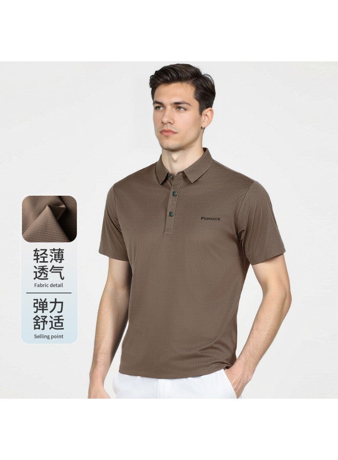 Fomoce classic Summer Solid Color Light Business Breathable Men's Polo Shirt - Image 2