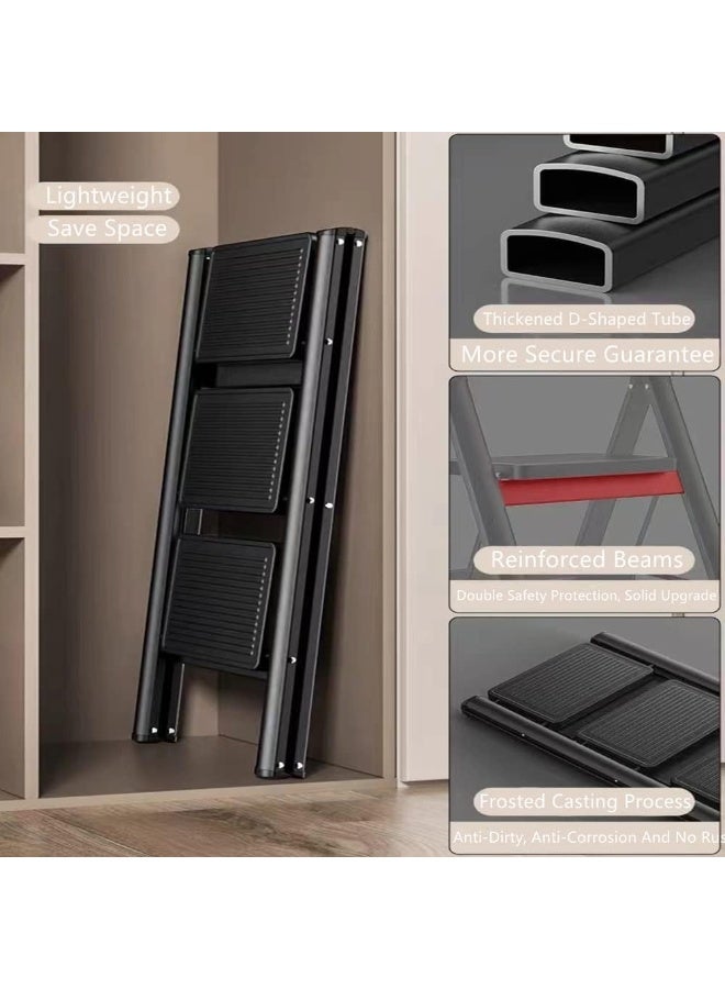 NAMA 3 Step Ladder, Multipurpose Step Ladder Folding Ladder with Wide Anti-Slip Pedal, Step Stool Portable Lightweight Foldable Stepladder for Home Kitchen Library Office Holds up to 150 KG (3 STEPS) - Image 4