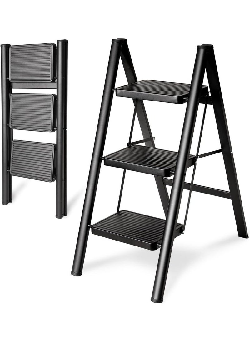 NAMA 3 Step Ladder, Multipurpose Step Ladder Folding Ladder with Wide Anti-Slip Pedal, Step Stool Portable Lightweight Foldable Stepladder for Home Kitchen Library Office Holds up to 150 KG (3 STEPS) - Image 1