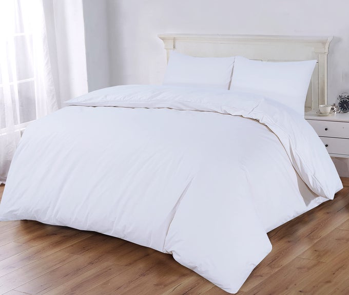 100 EGYPTIAN COTTON 300 THREAD COUNT DUVET COVER WITH PILLOW CASE BEDDING SET KING WHITE