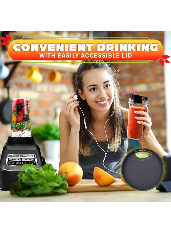 KETAR 2Pcs Single Serve Blender Cup with Lid  16 Oz Cup Blender for Smoothies Ninja Blender Cups Replacement  4 Tabs Single Serving Blender Bottle Lid For Bl770 Bl780 Bl660 Bl740 Nutri Ninja Blenders - Image 4
