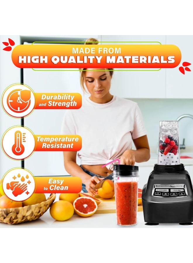 KETAR 2Pcs Single Serve Blender Cup with Lid  16 Oz Cup Blender for Smoothies Ninja Blender Cups Replacement  4 Tabs Single Serving Blender Bottle Lid For Bl770 Bl780 Bl660 Bl740 Nutri Ninja Blenders - Image 3
