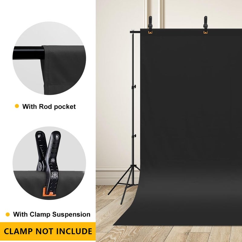 CPLIRIS 5x7ft Black Backdrop Background for Photography, High Density Polyester Fabric Black Photo Backdrop Curtain for Portrait Photoshoot, Party and Video - Image 4
