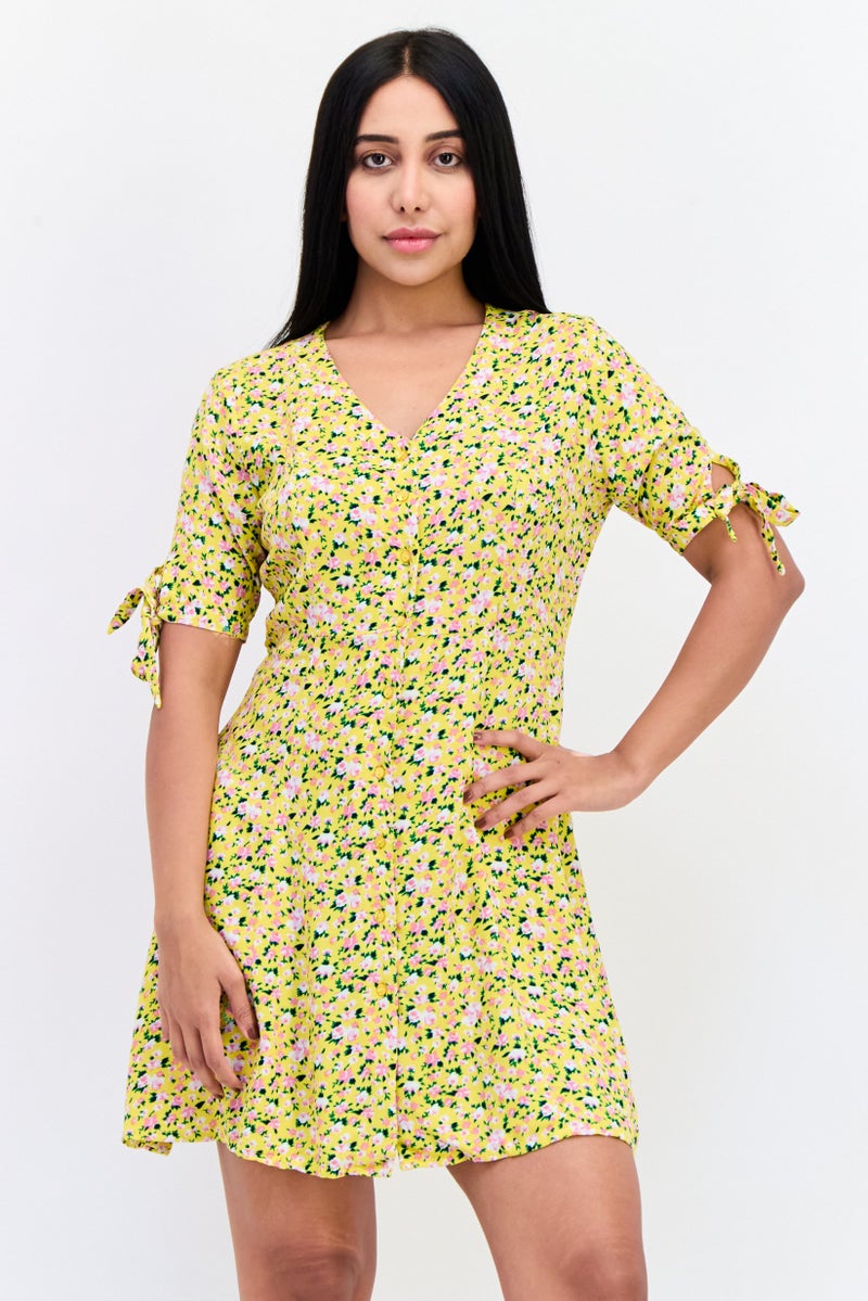 ONLY Women Floral Print Mini Dress, Multicolor - Image 1