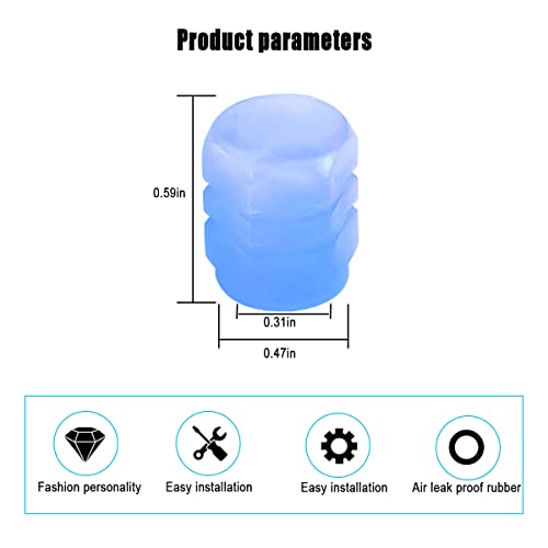 YALOK Tire Valve Stem Caps for Car, 4PCS Noctilucous Tire Air Caps Cover, Illuminated Auto Wheel Valve Stem Cap, Car Accessories Universal for Car, Truck, SUV, Motorcycles, Bike (Blue) - Image 2