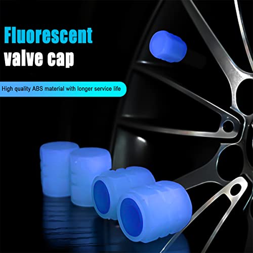 YALOK Tire Valve Stem Caps for Car, 4PCS Noctilucous Tire Air Caps Cover, Illuminated Auto Wheel Valve Stem Cap, Car Accessories Universal for Car, Truck, SUV, Motorcycles, Bike (Blue) - Image 4