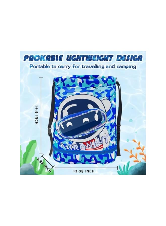 PROMASS Swimming Backpack For Kids, 2 Portable Swim Bags For Swimmers, Dry And Wet Separation Waterproof Drawstring Bag, Beach Mesh Backpack, Fitness Sport Knapsack For Gym Beach Pool Gear Bag - Image 2