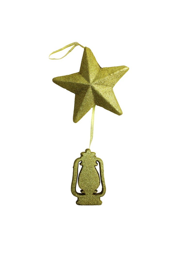 PARTY FUN Glittering Hanging Lantern 15cm and Star 20cm Duo - Gilded Radiance for Your Celebration  - Image 1