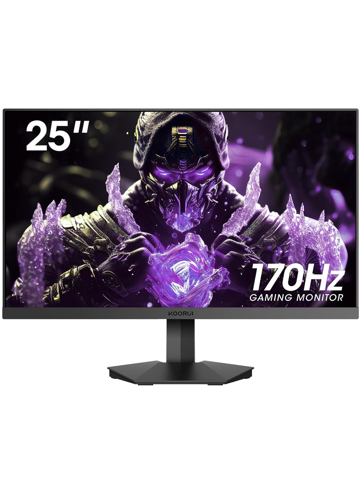 KOORUI 24.5 Inch FHD Gaming Monitor, Computer Monitors Full HD (1920 x 1080), VA, 1ms, FreeSync & G-Sync Compatible, 2X HDMI(144Hz) & DisplayPort(170Hz), sRGB 99%, VESA, Tilt Adjustable, Eye Care 25E3A 