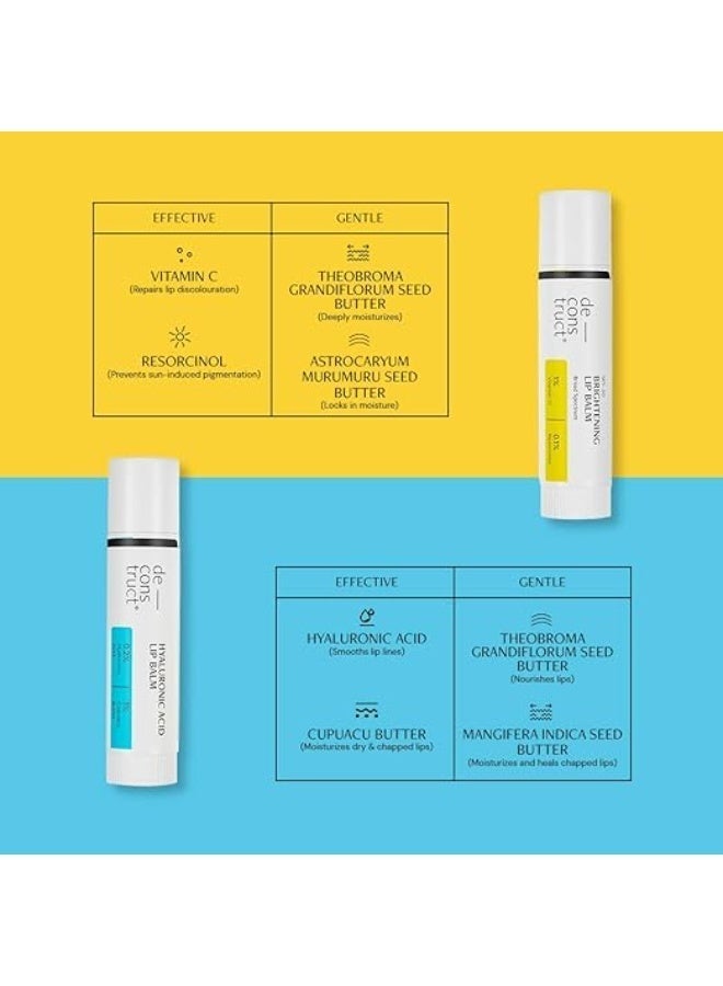 ديكونستركت ثنائي مرطب الشفاه Deconstruct Bright & Hydrate | 1% فيتامين سي، 0.1% ريزورسينول، 0.2% حمض الهيالورونيك، 1% زبدة الكوبواسو | مرطب شفاه للنساء والرجال | 4 غرام لكل عبوة | عبوة من قطعتين، أزرق - Image 3