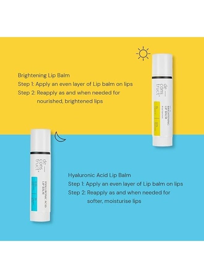 ديكونستركت ثنائي مرطب الشفاه Deconstruct Bright & Hydrate | 1% فيتامين سي، 0.1% ريزورسينول، 0.2% حمض الهيالورونيك، 1% زبدة الكوبواسو | مرطب شفاه للنساء والرجال | 4 غرام لكل عبوة | عبوة من قطعتين، أزرق - Image 2