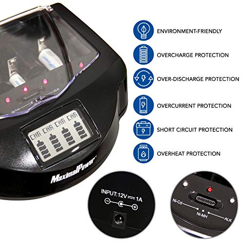 MaximalPower FC999 Universal Rapid Charger for Alkaline, RAM, Ni-MH, Ni-CD, AA, AAA, C, D, 9V Batteries,Black - Image 4