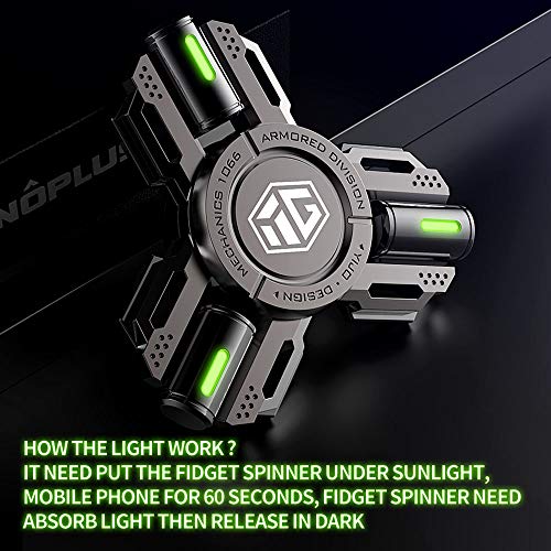 INNÃ”PLUS Fidget Spinners, Fidget Spinner Gifts for Adults and Kids, Stress Anxiety ADHD Relief Figets Toy, Metal Finger Hand Spinner Toys with Luminous Light, Spinner Absorb Solar Light Then Release in Dark - Image 5