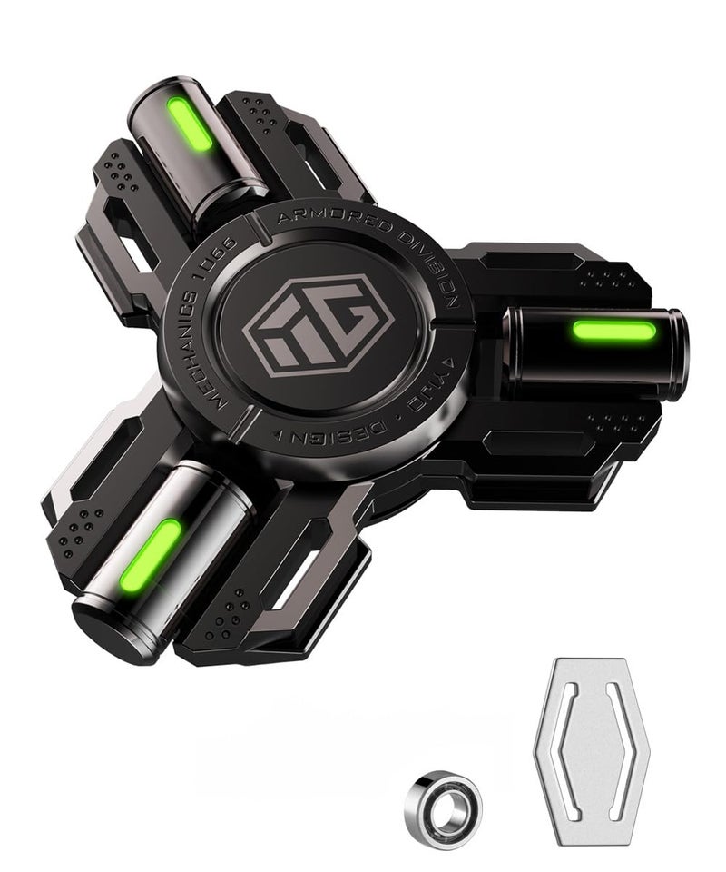 INNÃ”PLUS Fidget Spinners, Fidget Spinner Gifts for Adults and Kids, Stress Anxiety ADHD Relief Figets Toy, Metal Finger Hand Spinner Toys with Luminous Light, Spinner Absorb Solar Light Then Release in Dark - Image 1