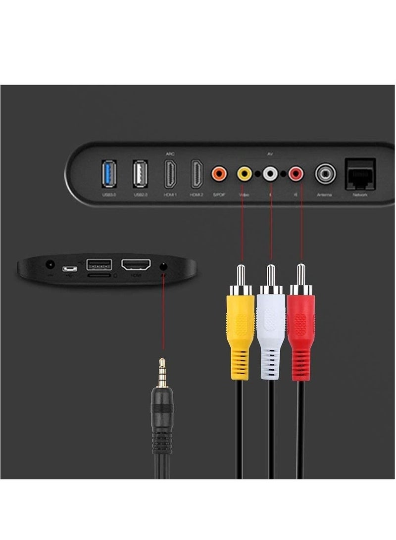 ليدين 3.5 مللي متر إلى 3 RCA ذكر التوصيل إلى RCA صوت ستيريو صوت فيديو ذكر AUX كابل 3.5 مللي متر إلى كابل فيديو كاميرا فيديو RCA AV (1.5 متر) - Image 4