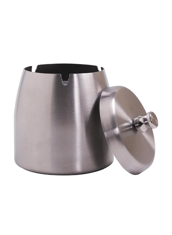 Stainless Steel Smoking Ash Tray with Lid for Cigarette and Cigars, Indoor Outdoor Ashtray for Patio Home Office Tabletop (Silver) - Image 1