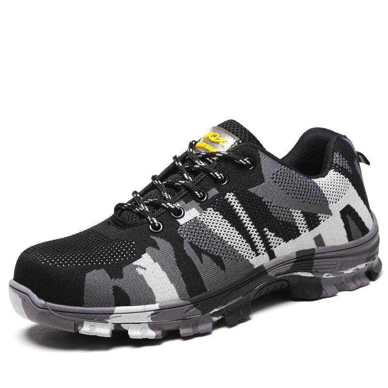 Flying Weaving Labor Protection Shoes Men'S Breathable Wear-Resistant Non-Slip Work Shoes Smash-Resistant Puncture-Resistant Breathable Steel Toe Safety Shoes - Image 1