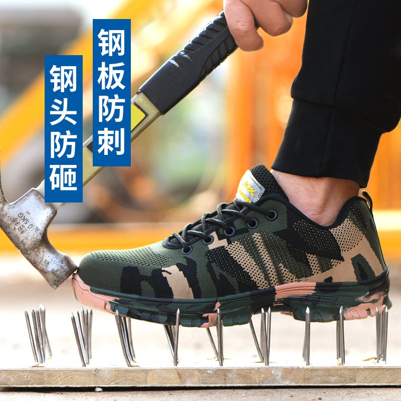 Flying Weaving Labor Protection Shoes Men'S Breathable Wear-Resistant Non-Slip Work Shoes Smash-Resistant Puncture-Resistant Breathable Steel Toe Safety Shoes - Image 3