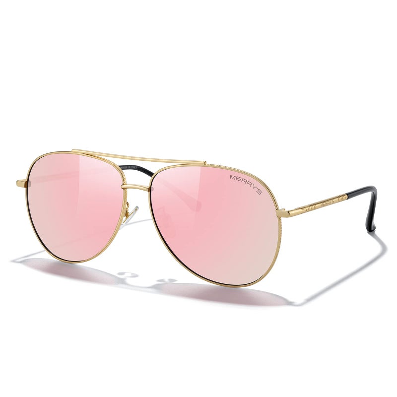MERRY'S Aviator Sunglasses for Women Men Polarized Mirror Lens with Case - Polarized Driving Sun glasses UV 400 Protection 60 MM - Image 2