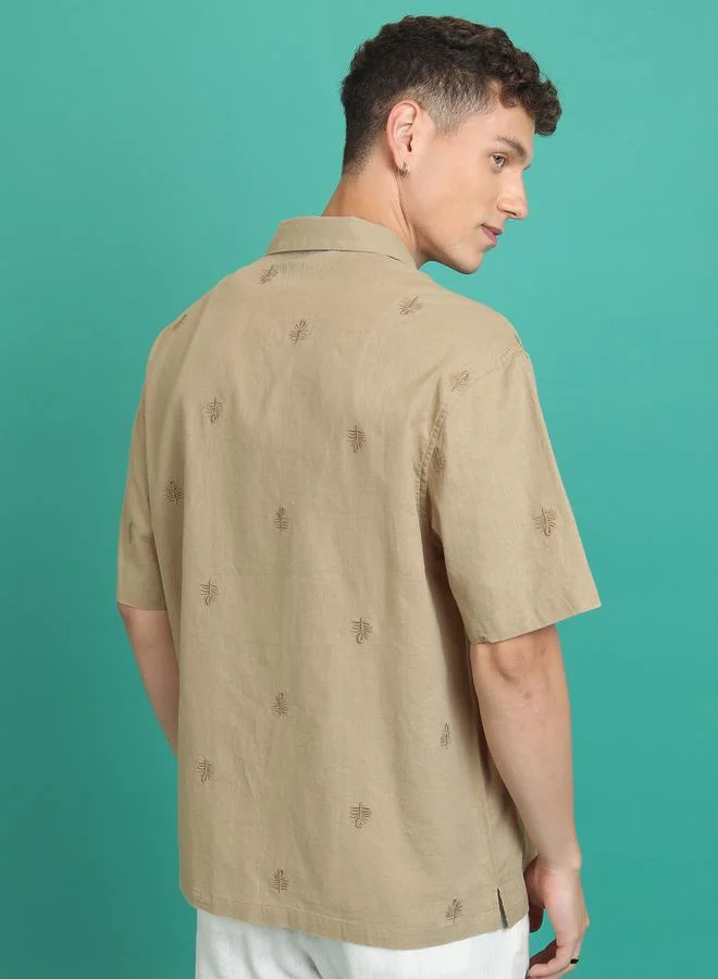 HIGHLANDER HIGHLANDER Embroidered Detail Cuban Collar Shirt