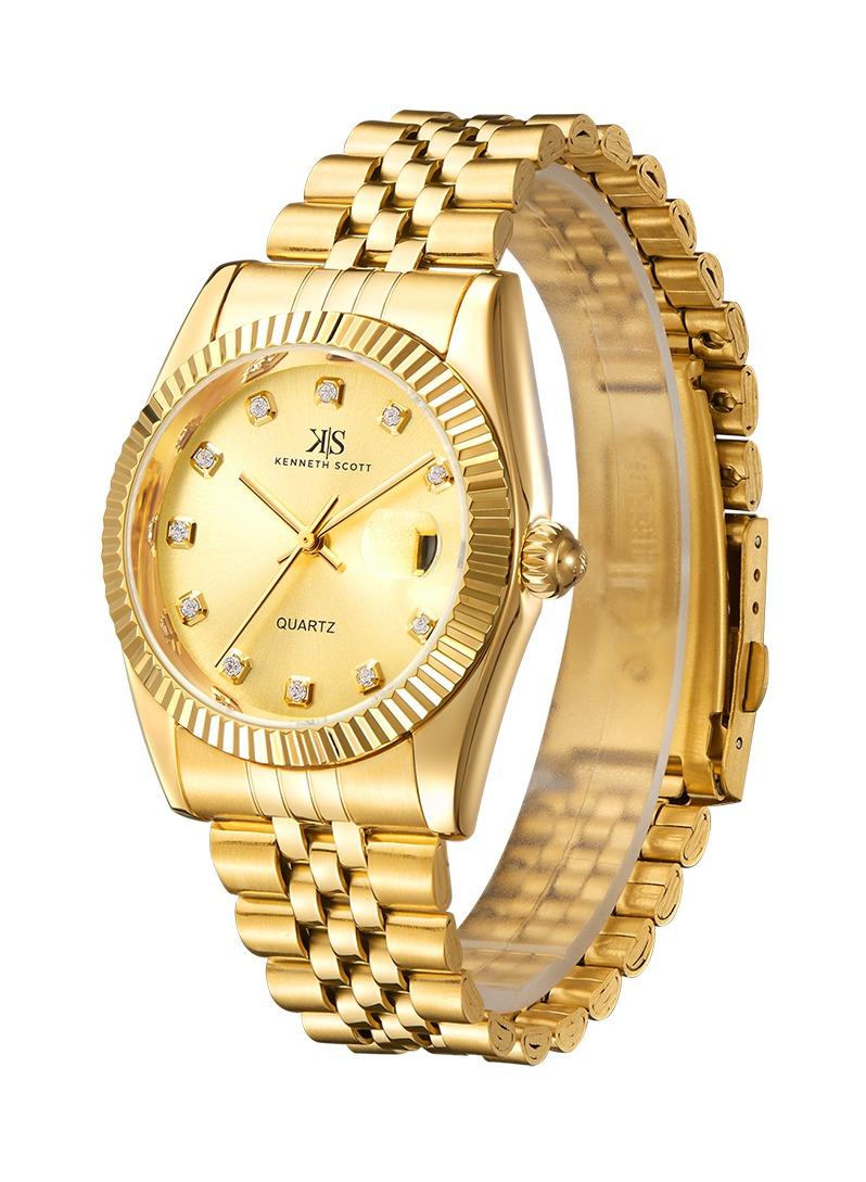 KENNETH SCOTT Kenneth Scott K22036-GBGC Men's Analog Display Watch & Stainless Steel Strap Gold  - Image 2