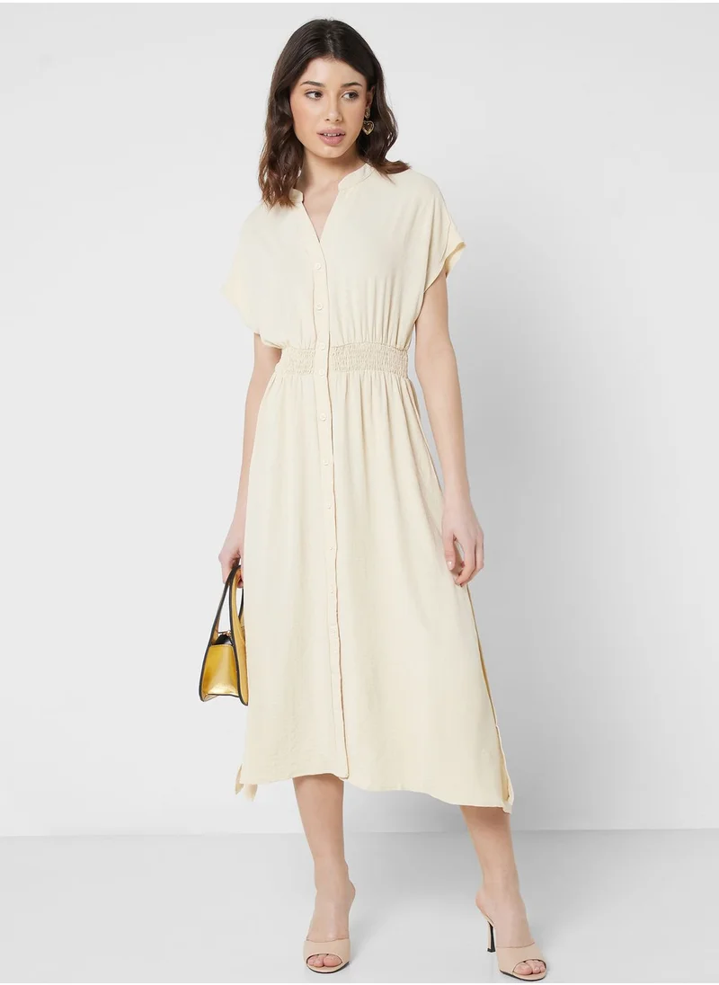 ELLA Smocked Waist Shirt Dress