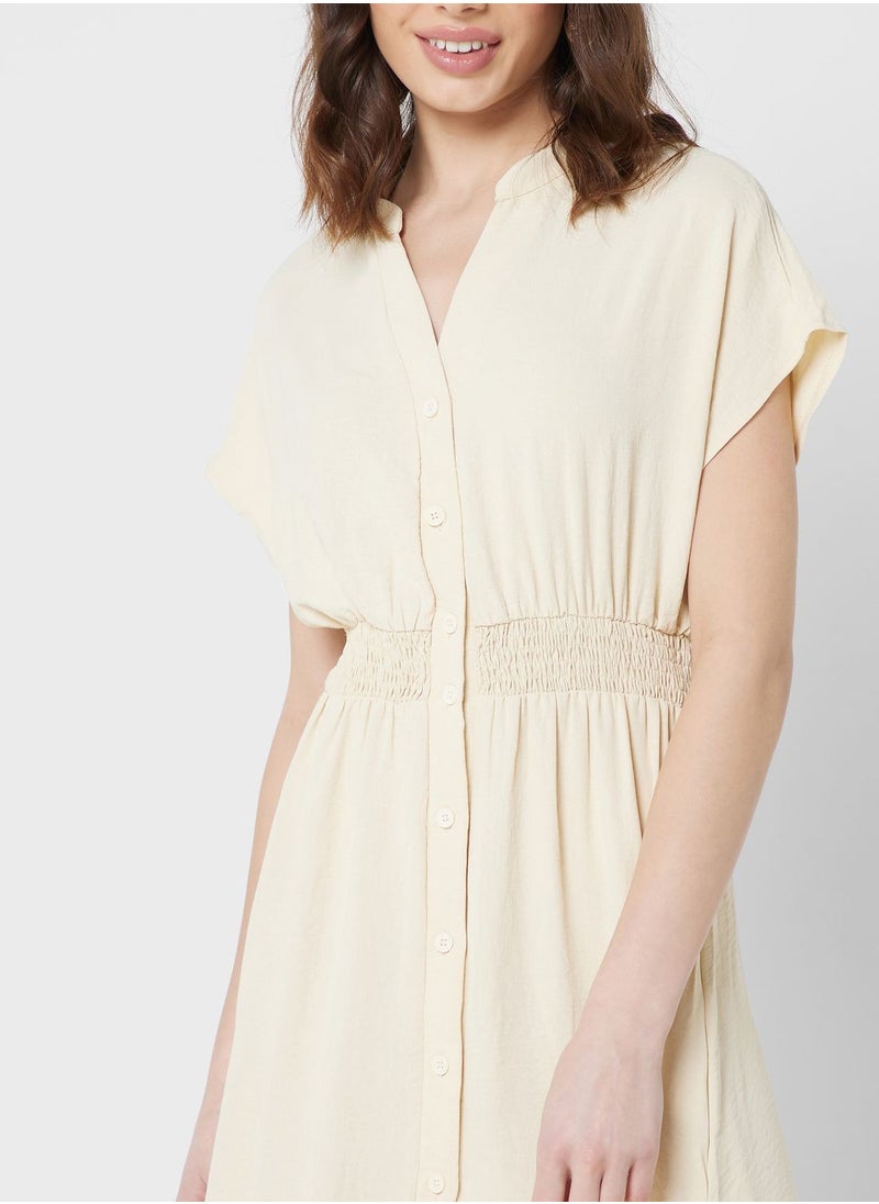 ELLA Smocked Waist Shirt Dress  - Image 3