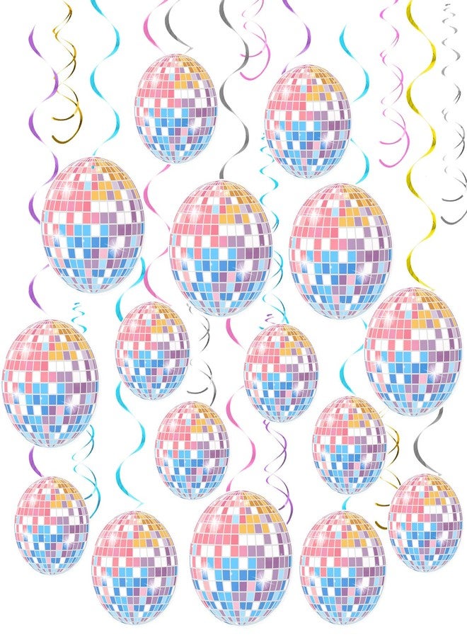 Oitnlaughter 60pcs Disco Party Decorations Singer Themed Hanging Swirls Iridescent Disco Ball Banner Streamers Music Themed Party Supplies Disco Ball Ceiling Decor Supplies for Music Lover Birthday Party Decor - Image 1