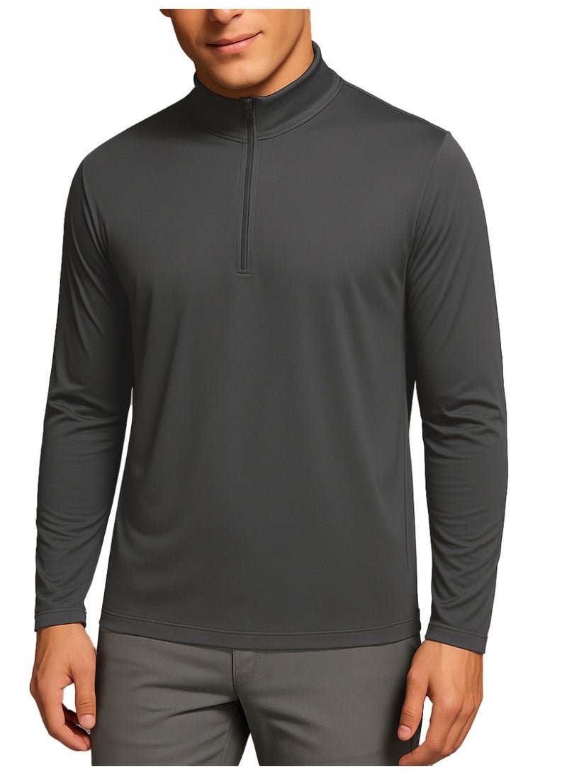 نايلتون تيشرت رياضي بأكمام طويلة - سريع الجفاف - بنصف سوستة للجري والجيم للرجال - Image 1