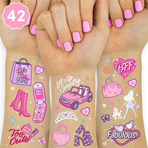 xo, Fetti Pink Temporary Tattoos for Girls - 42 styles | Pink Birthday Party Supplies, Party Favors, Cute Decorations, Easter Basket - Image 1