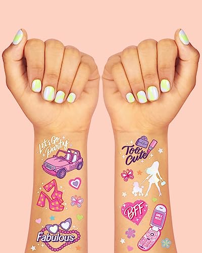 xo, Fetti Pink Temporary Tattoos for Girls - 42 styles | Pink Birthday Party Supplies, Party Favors, Cute Decorations, Easter Basket - Image 3