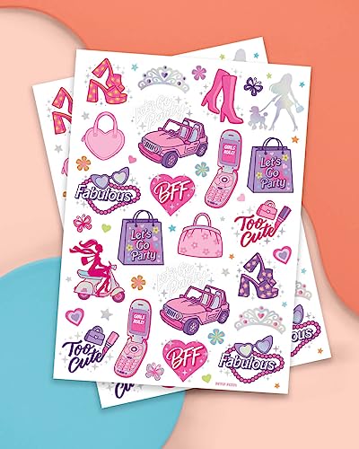 xo, Fetti Pink Temporary Tattoos for Girls - 42 styles | Pink Birthday Party Supplies, Party Favors, Cute Decorations, Easter Basket - Image 2