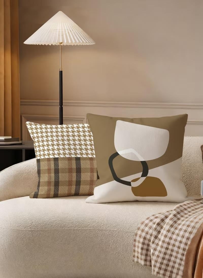 طقم أغطية وسائد من 4 قطع، غطاء وسادة زينة، غطاء وسادة أريكة بتصميم عصري تجريدي 45 سم × 45 سم، مناسب لغرفة المعيشة والأريكة والسيارة والسرير، مقاس 18 × 18 بوصة (نمط مزدوج الجوانب). - Image 3