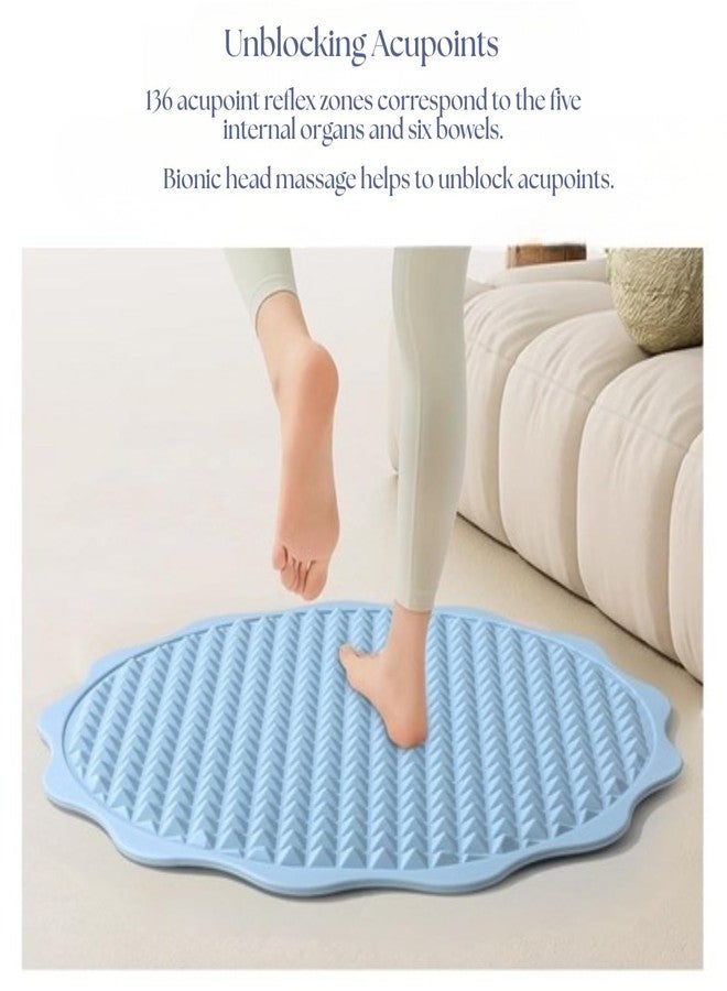 TRUJVE Foot Massage Mat Silicone Acupressure Bath Mat Anti Slip Reflexology Spikes for Bathroom Floor, Foot Cleaner Exfoliating Spa Mat for Heel Knee Pain Relief, Blood Circulation, Home Office Use (BLUE) - Image 2