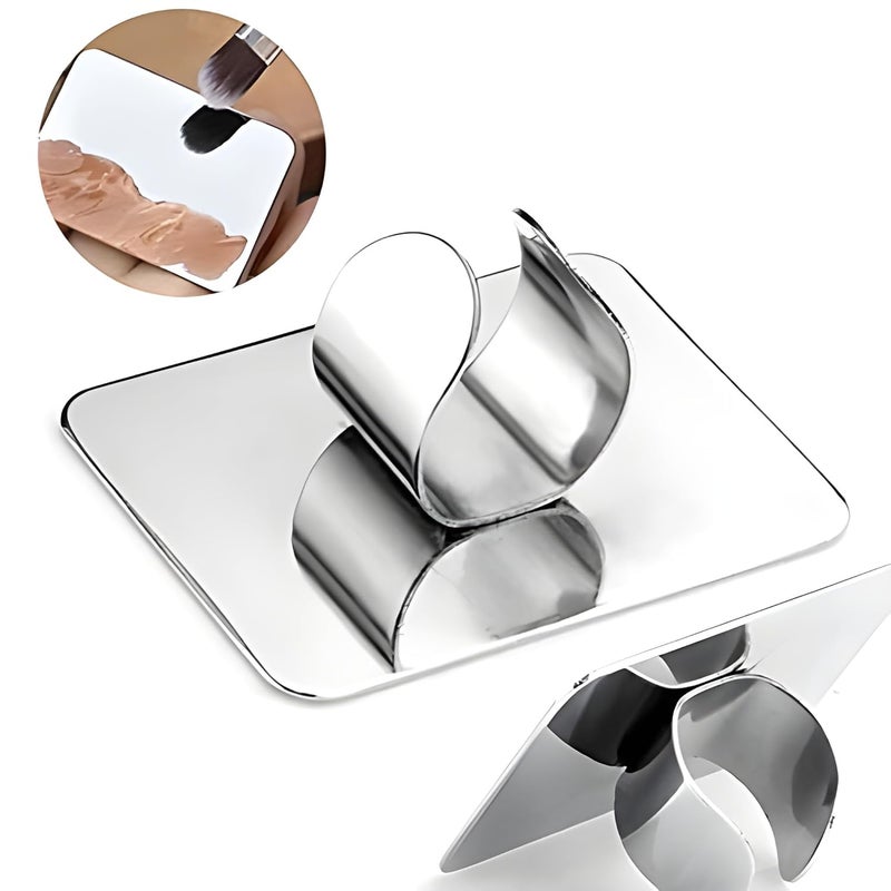 Trendy Look Trendy Finger Ring Makeup Mixing Palette  Reusable Stainless Steel Mixing Plate for Foundation Eyeshadow Nail Gel  Pigments - Image 5