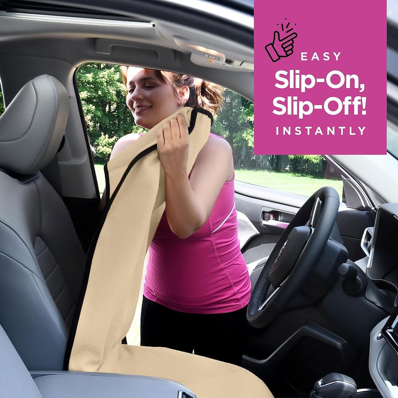 lebogner Waterproof Sweating Car Seat Cover for Post Gym Workout, Running, Swimming, Beach and Hiking, Universal Fit Anti-Slip Bucket Seat Protector for Cars, SUVs and Trucks, Machine Washable, Beige - Image 4