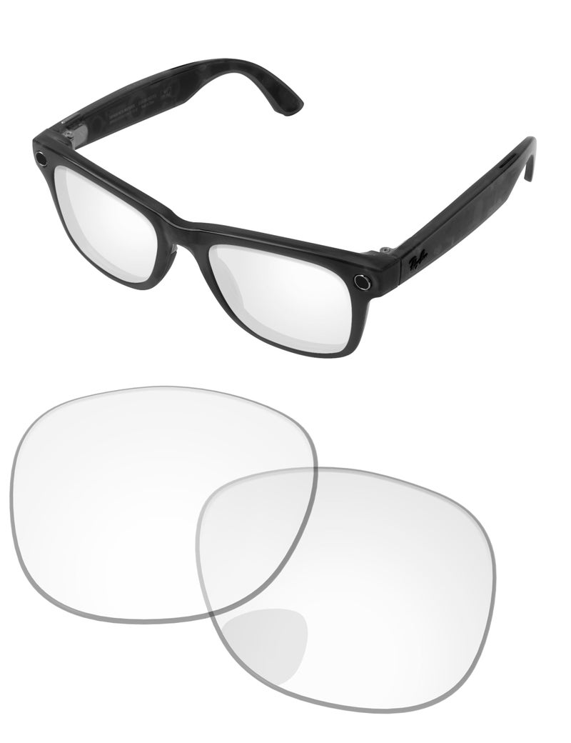 PapaViva Replacement Lenses for Ray-Ban Meta Wayfarer RW4008 & RW4012 53mm AI Glasses HD Clear Non-polarized - Image 1