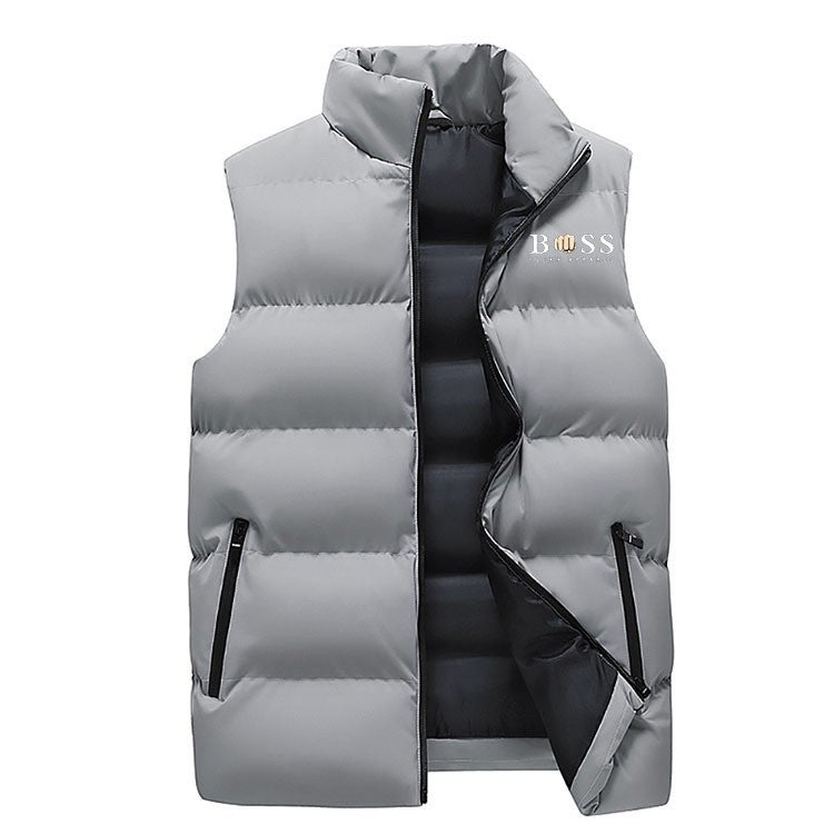 Men'S New Fleece-Lined Thick Warm Windproof Waistcoat Hong Kong Style Casual Stand Collar Cotton-Padded Vest For Men - Image 4