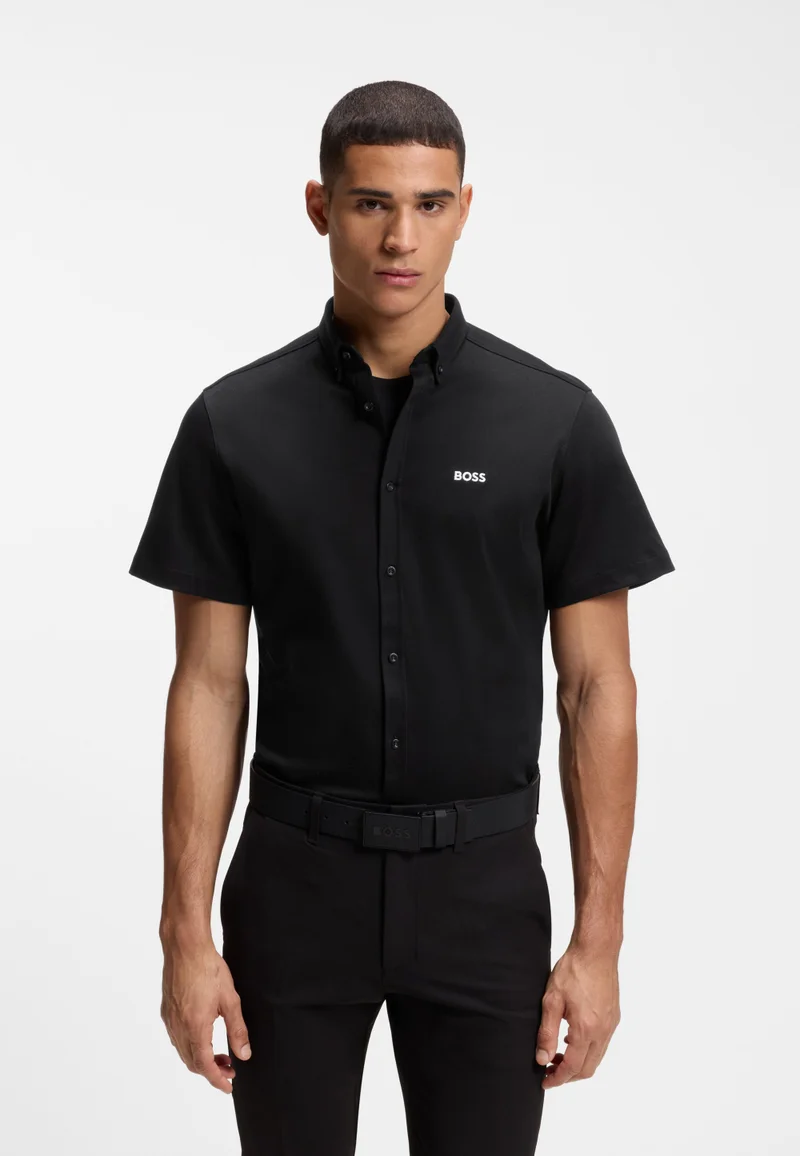 BOSS Regular-fit shirt in wrinkle-resistant cotton jersey