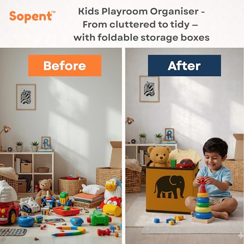 Sopent Baby Clothes Organizer for Kids Room – Foldable Fabric Toy Storage Basket, Organiser, Kids Toys Basket for Storage, 10.6 Inch - Image 2