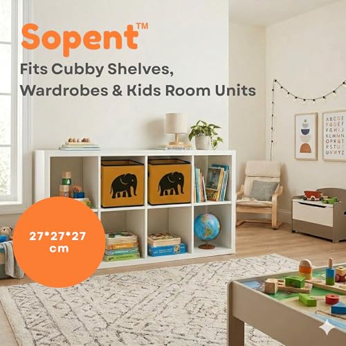 Sopent Baby Clothes Organizer for Kids Room – Foldable Fabric Toy Storage Basket, Organiser, Kids Toys Basket for Storage, 10.6 Inch - Image 4