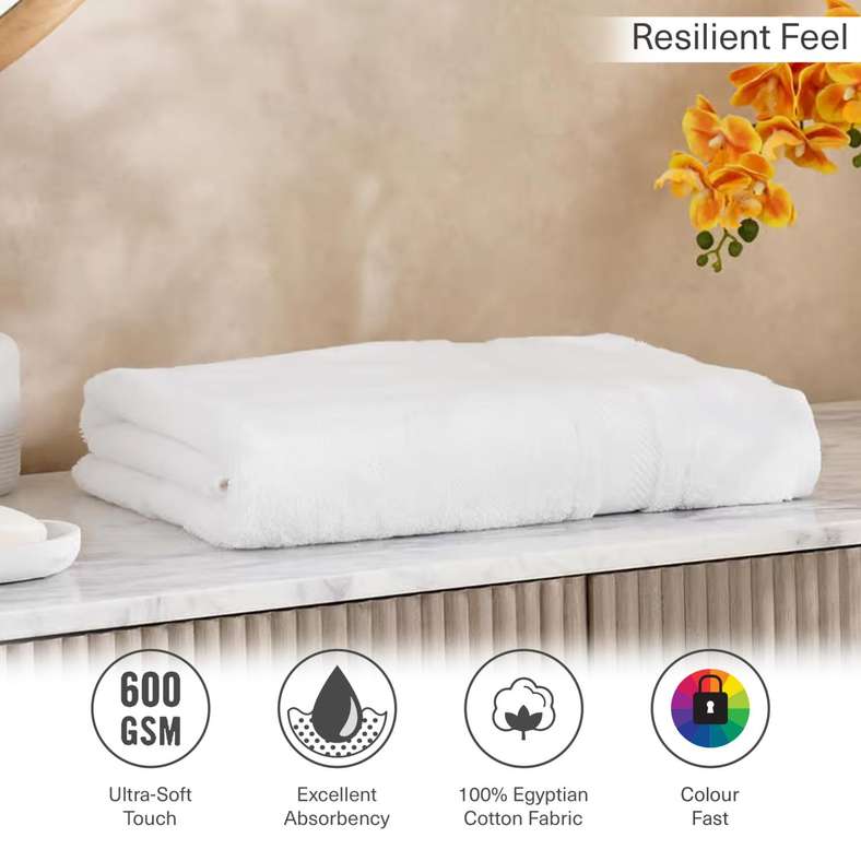 Pan Home منشفة استحمام فاخرة من القطن 90x150 سم - بيضاء - Image 5