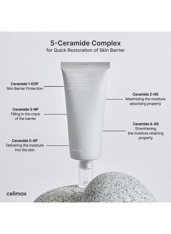 celimax Dual Barrier Skin Wearable Cream - with 5 Complex Ceramides, Hyaluronic Acid, Panthenol, 50ml  - Image 2