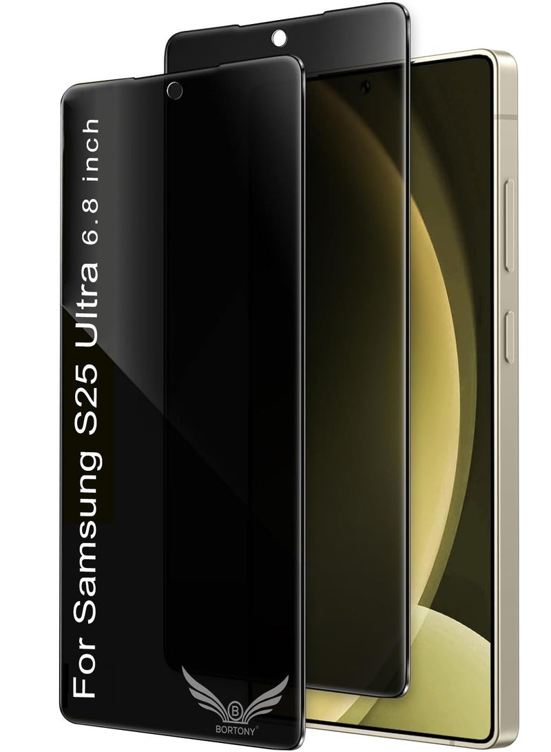 BORTONY Samsung Galaxy S25 Ultra Privacy Screen Protector Ultra Anti-Spy Tempered Glass Film 2-Pack Fingerprint ID Compatible For Samsung Galaxy S25 Ultra - Image 1