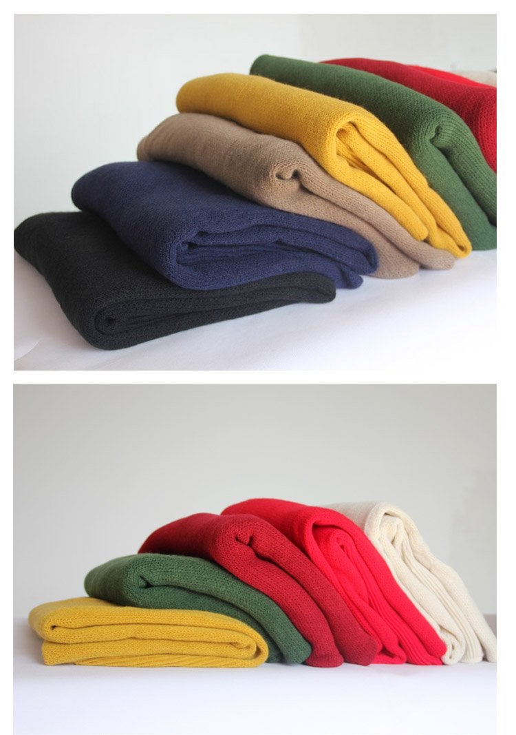 Wander Agio Womens Warm Long Shawl Winter Upset Large Scarf Pure Color Coffee - Image 5