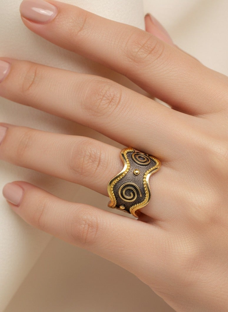 بي تي سي إيلا - خاتم فضة مطلي بالذهب (SIL0491) - Image 1