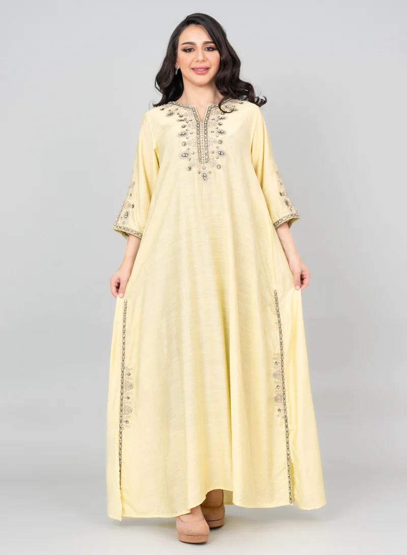 IKKXA Royal Radiance Crystal Jalabiya IK3007 Yellow
