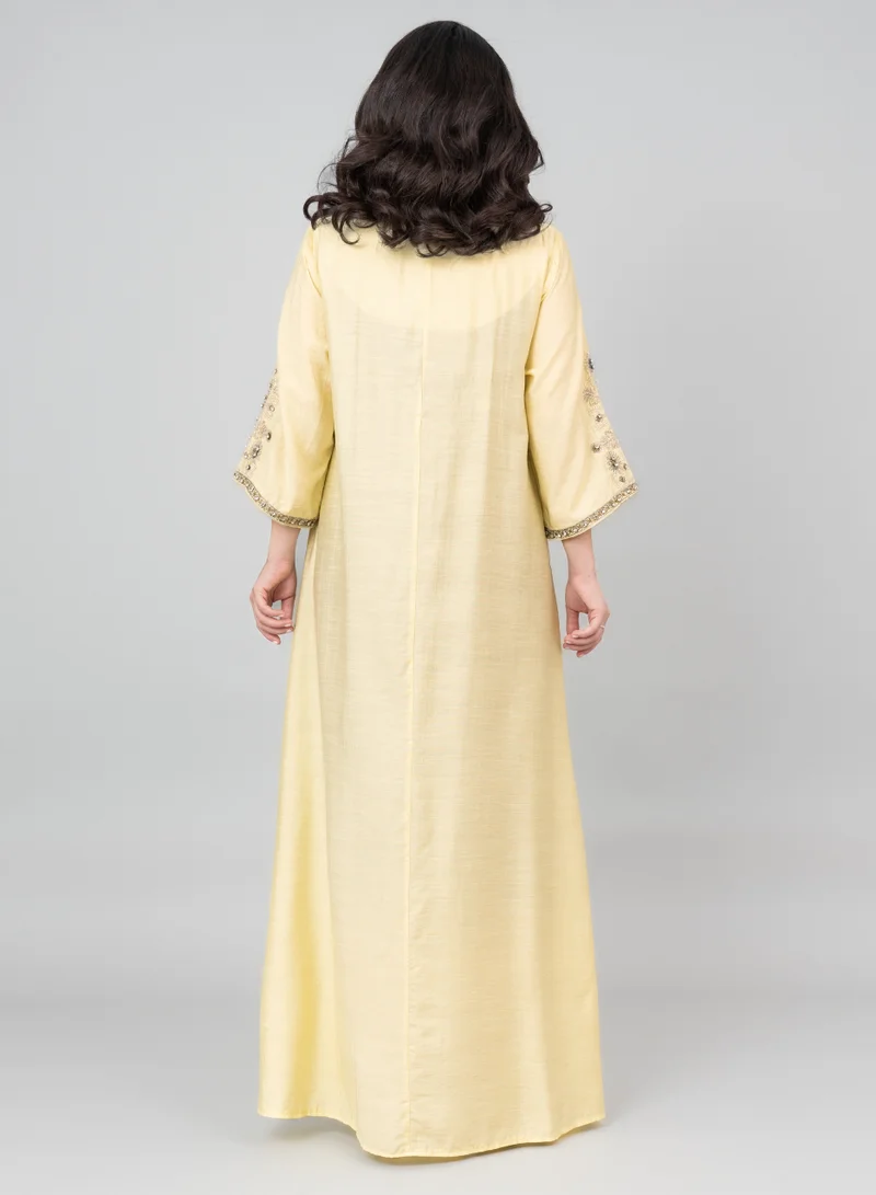 IKKXA Royal Radiance Crystal Jalabiya IK3007 Yellow